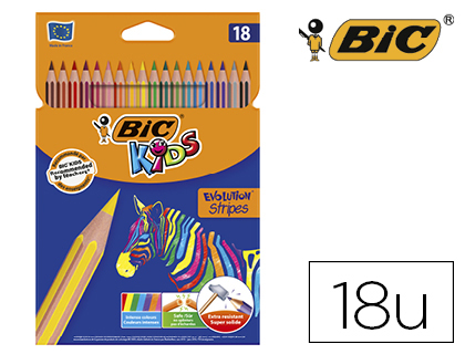 18 lápices de colores Bic Evolution Stripes